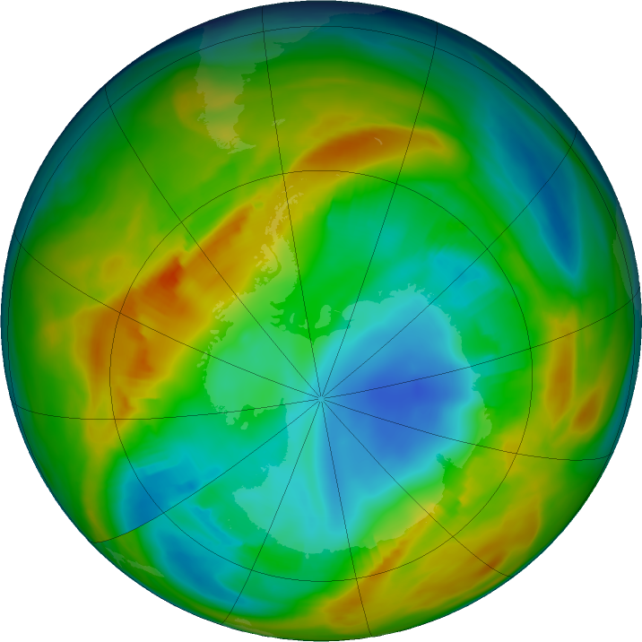 Antarctic ozone map for 05 August 2024